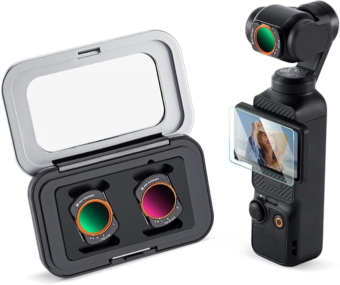 K&F CONCEPT Variable ND2-ND32 & ND32-ND512 Filter Kit Compatible with DJI Osmo Pocket 3 Creator Combo Accessories, Limited Stops Neutral Density Magnetic Attach Filters, Action Camera Accessories
