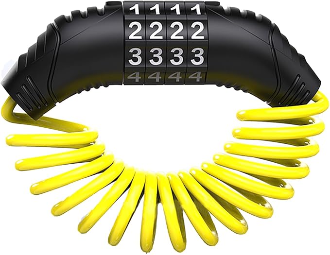 Windance 2pcs Motorcycle Helmet Lock Cable, Anti-Theft Retractable Luggage Lock with 4 Digit Password Combination Security Lock (Yellow 2pcs)