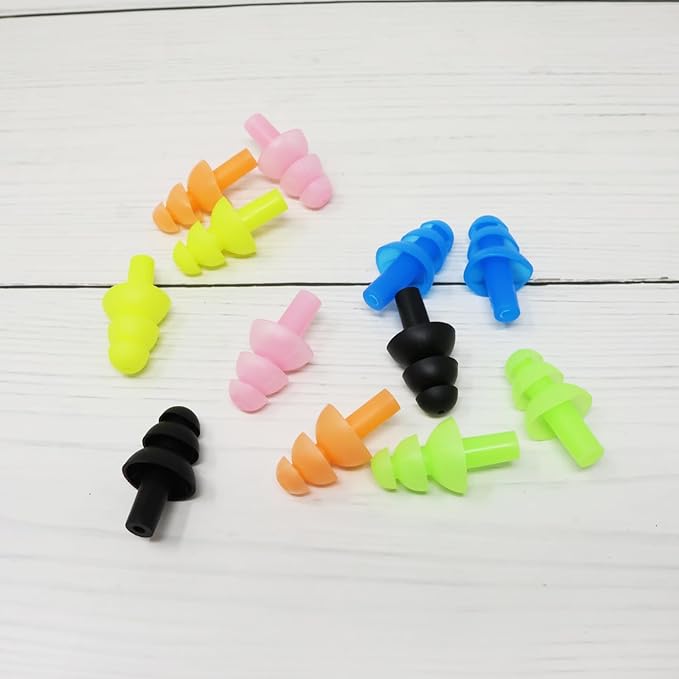Honbay 6Pairs Reusable Silicone Swimming Earplugs Soft and Flexible Ear Plugs for Swimming, Learning, Hearing Protection, Concerts, Airplanes, Shooting, etc
