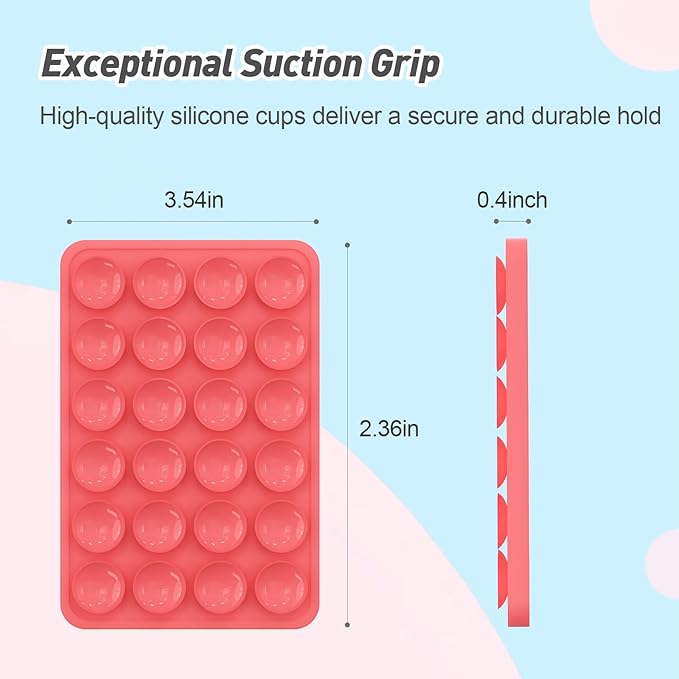 Magnetic Suction Phone Mount for MagSafe Case,Silicone Sticky Phone Grip Holder for iPhone,Removable Hands-Free Selfie/Video for TikTok & Instagram Influencer/Creator (Rose Red)