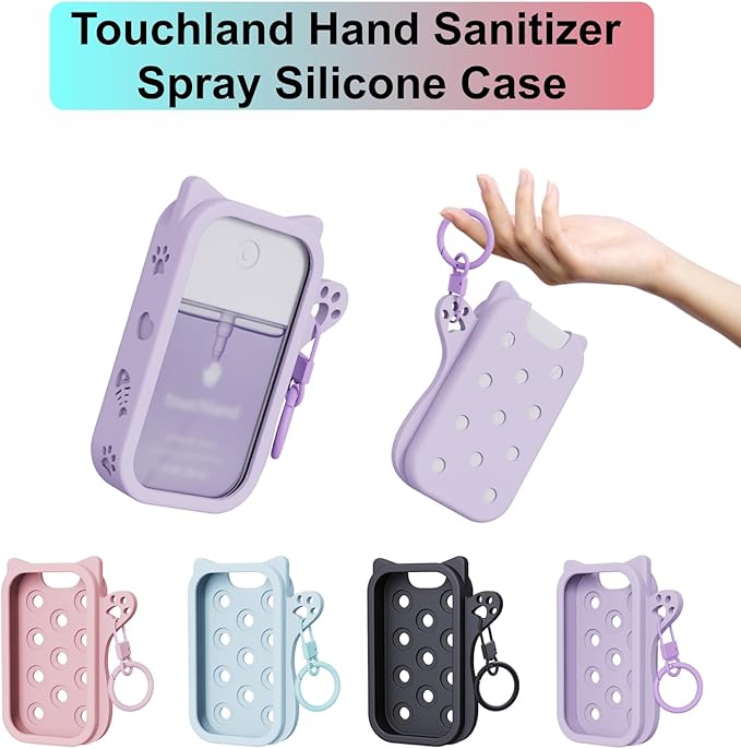 Hand Sanitizer Case with 36 Charms for Touchland, Compatible with Power Mist 1 FL Oz/30ML, Croc-Style Touchland case (Light Pink Alphabet Charms)