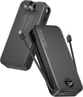 citicr Portable Charger Power Bank, 20000mAh PD20W USB C Fast Charging with Built-in Cables & Wall Plug, External Battery Bank with LED Display, Travel Essential for iPhone, iPad, Samsung Black