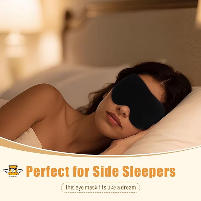 100% Light Blocking Sleep Mask Set, Only 0.73oz Light Comfortable 3D Contoured Memory Foam, Blink Freely Eye Masks for Sleep, Travel, Nap, for Men Women Side Sleeper, Black