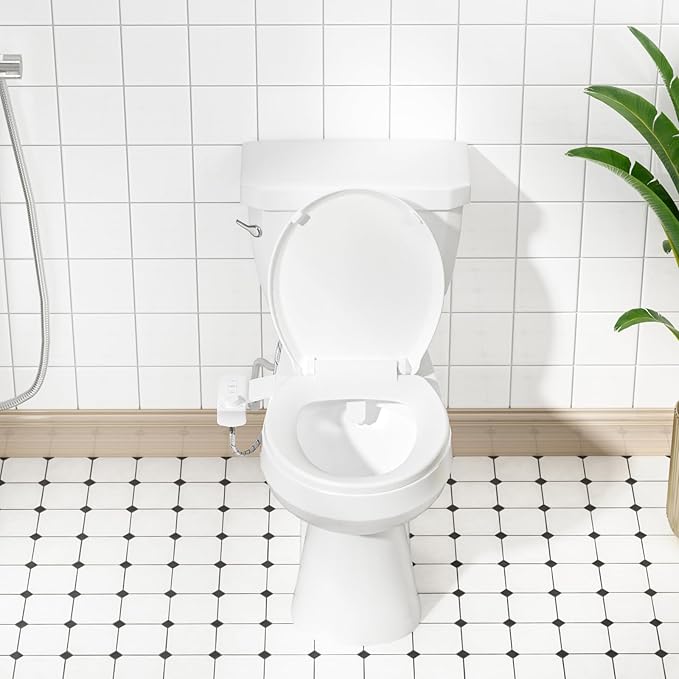‌BIGCOW Ultra-Slim Bidet Attachment, Self-Cleaning Dual Nozzle (Front/Rear Wash), One-Finger Command, Ergonomic 3+1 Tactile Controls, Pressure Dial & Tool-Free Install, Instant Hygiene Upgrade