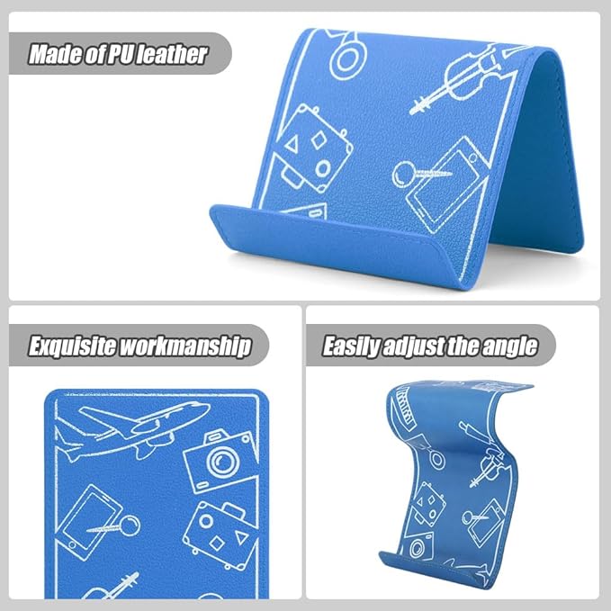 Airplane Phone Holder, Flexible Tablet Holder Plane Travel Essentials, Flex Flap Phone Stand for Flying Desk Treadmill Hotel Smartphone Mobile Devices (Blue)