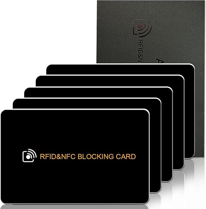 AYAIM 5Pack RFID Blocking Card, Protection Entire Wallet Shield, Credit Card Protector NFC Bank Debit Blocker, Identity Theft Prevention for Passport Travel Security, Perfectly Fits in Purse