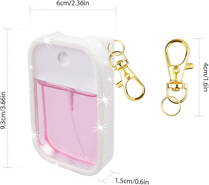 Silicone Case Compatible with Touchland Hand Sanitizer Spray, Protective Case with Keychain for Power Mist and Glow Mist 1 fl oz, Hand Sanitizer Spray Accessory (Glitter Sequin White)