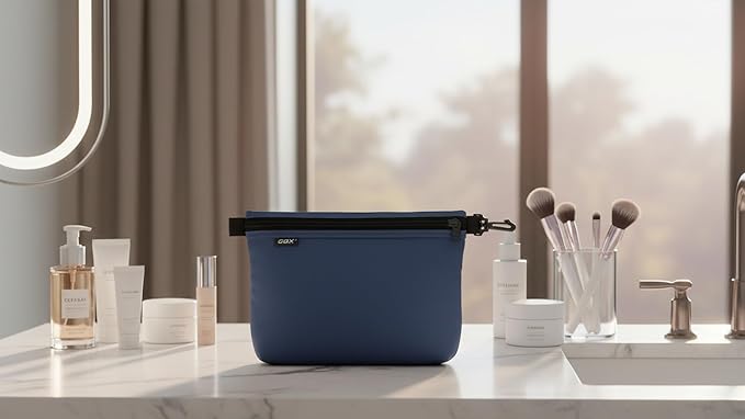 GOX Travel Toiletry Bag Carry On Zipper Pouch Cosmetic Kit Makeup Digital Bag Water Resistant Nylon（navy …