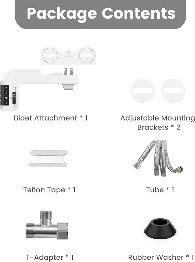 Bidet Attachment for Toilet Unique Dual Retractable Nozzles Badays for Toilets Seat, Non-Electric Self-Cleaning Fresh Water Sprayer, Adjustable Water Pressure Bidets for Existing Toilets