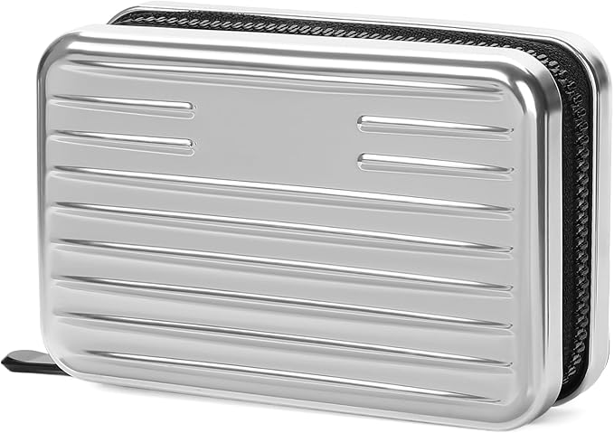 Credit Cards Holder for Women RFID Blocking Aluminum Zipper Wallet Business Card Case Metal ID Case for Men