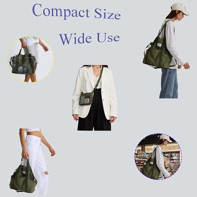 Foldable Travel Tote Bag, Water-Resistant Tote Bag with 3 External Mesh Pockets for Travel, Daily Use, Outdoor
