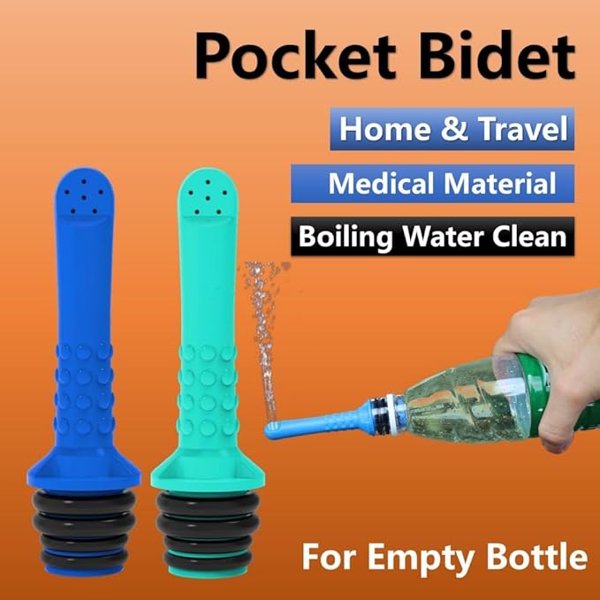 2PCS Backpacking Bidet - Portable Bidet for Toilet - Travel Bidets , Universal Shower Pipe for Traviling, Compatible with Every Bottle. Discreet,Ecological,Mini, Elderly,Sprayer (2pcs-Pocket Bidet)