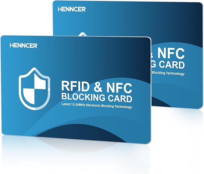 NEW RFID Blocking Card, 2 Pack Fuss Protection for Entire Wallet Shield, Credit Card Protector NFC Bank Debit Blocker, Identity Theft Prevention for Passport Travel Security (2, Blue)