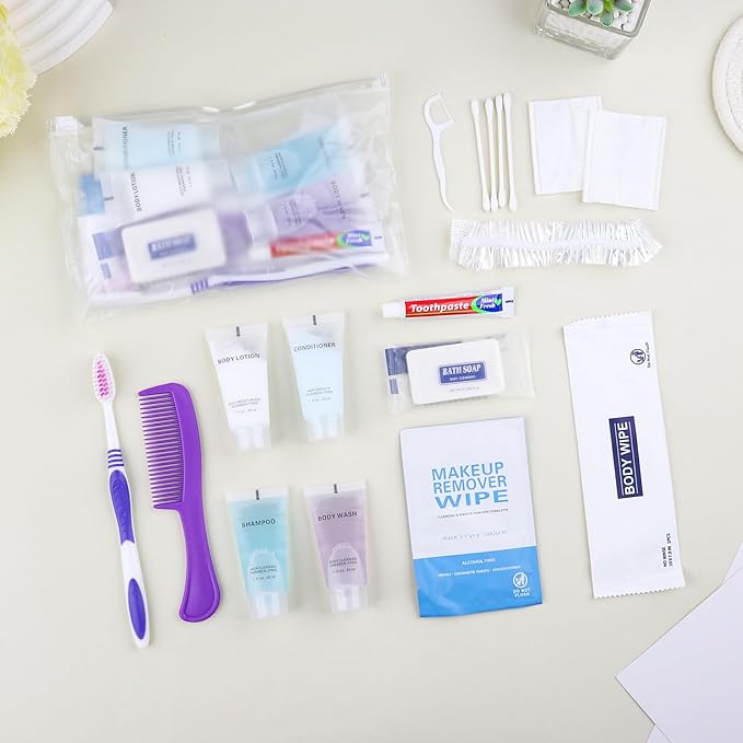 Pack of 30 Basic Toiletry Kits, Individually Packed, Personal Hygiene Kit Bulk Homeless Care Package Supplies, Travel Size Convenience Kits Suitable For Hotel, Home, Camping, Travel