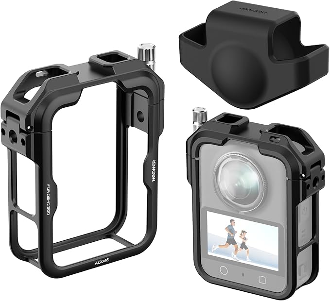 NEEWER Osmo 360 Cage Stabilizer Rig Video for Action Camera Aluminum Alloy with Protective Cover, Compatible with DJI Osmo 360 Combo Accessories and Quick Release Magnetic Ecosystem, AC048