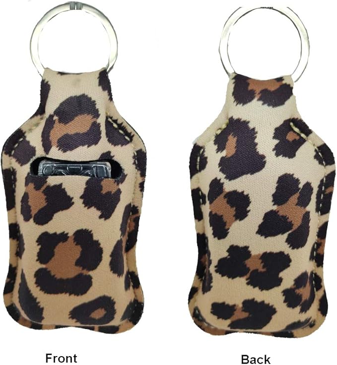4 Piece Bottle Holder Keyring Neoprene Keychain for 30ML Gym Shampoo Soap Perfume and Liquids Travel Containers