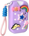 Silicone Mist Case with Touchland, Hand Sanitizer Spray Bottle (Fit for 1.5 FL OZ/45 mL Ver), with Refillable Spray Bottle 5 Charms and Keyring Accessory (Purple)