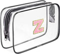 Clear Toiletry Bag,Portable Travel Toiletry Bag,Chenille Letter Cosmetic Bag with Zipper,Waterproof Makeup Bag,Cosmetic Storage Organizer for Women Men,Travel Essentials (Black,Z)
