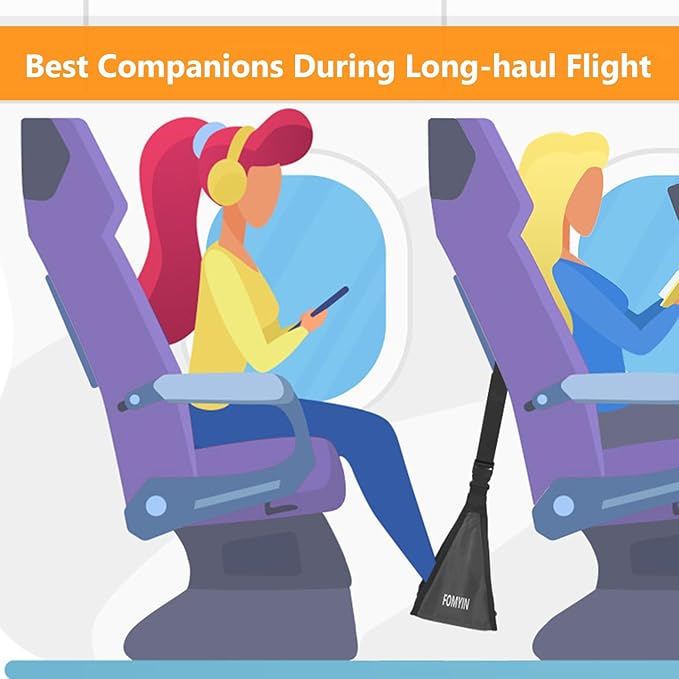 Airplane Footrest with No Feet Clashing Support Design, Portable Travel Foot Hammock to Relax Your Foot, Memory Foam Plane Foot Rest to Relieve Feet Soreness - Long Flights Essentials