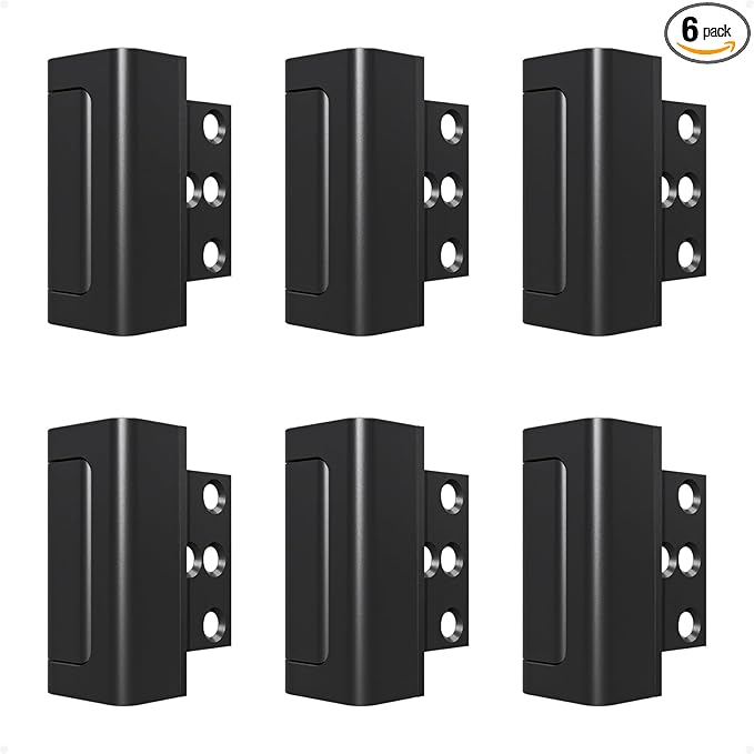 6 Pack Home Security Door Reinforcement Lock, Childproof Safety Door Lock Latch Stopper, Removable Screw-Mounted, Prevent Home Unauthorized Entry, Aluminum Construction, Withstands 800 lbs