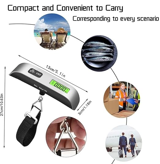 Luggage Scale High Precision Luggage Weight Scale Portable Suitcase Scale Digital Handheld Electronic Digital Hanging Scale for Travel with Hook 110 Lb/ 50Kg