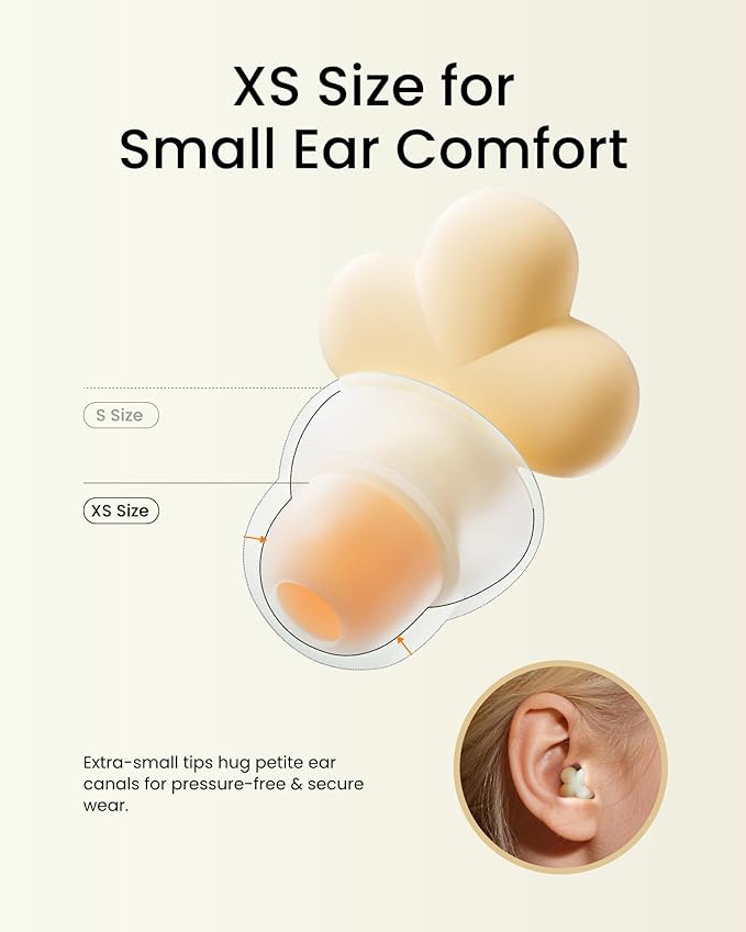 Bloom Ear Plugs for Small Ear Canals – Ultra-Comfy Patented Qufits Tips, Noise Cancelling, Reusable Silicone Earplugs for Sleeping, Study, Travel – Stylish Feminine Design (Lemon)