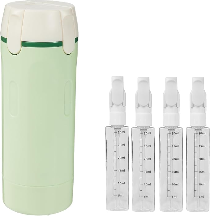 4 in 1 Travel Dispenser,Travel Bottles for Toiletries,Travel Dispenser Bottle,Refillable,Suitable for Storing Shampoo, Shower Gel,Suitable for Vacation Camping and Gym. (Green)