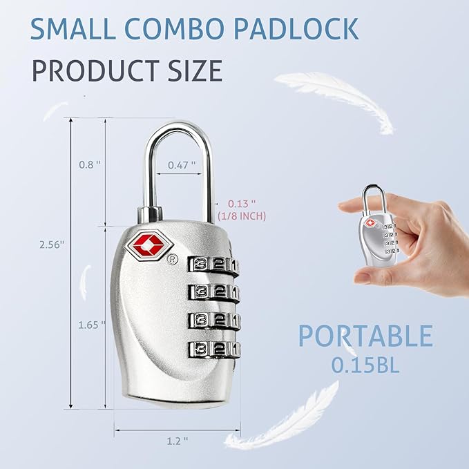 TSA Approved Locks for Luggage TSA Locks for Gun Case Lock 4 Digit Combination Lock Travel Locks TSA Approved Suitcase Locks Combo Lock with Code