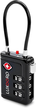 TSA Approved Luggage Lock with Alert Indicator, 3-Digit Resettable Combination, Durable Zinc Alloy Travel Lock for Suitcase, Backpack, Toolbox, Locker, All-Propose, keyless – Black (1 Pack)