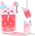 Bunny Silicone Case for Touchland Hand Sanitizer Spray with Keychain Holder, Compatible with Power Mist & Glow Mist 1 FL Oz/30ML for Touchland Case, Easter Cute Travel Cover Sleeve Pink