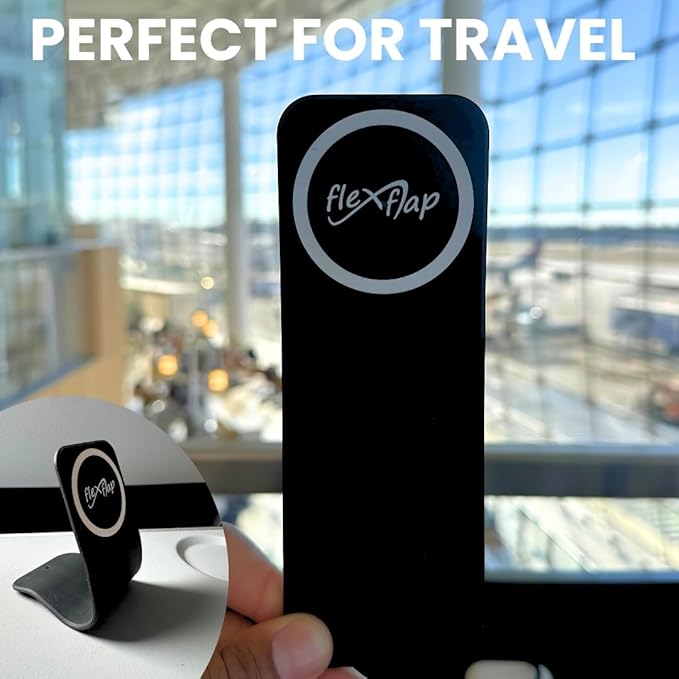 Flex Flap Mag Safe Phone Stand Airplane Travel Essentials for Flying Cell Phone Holder with Mag Safe Magnet & Flexible Silicone Stand for Desk, Treadmill, Home & in-Flight Airplane Travel Accessories