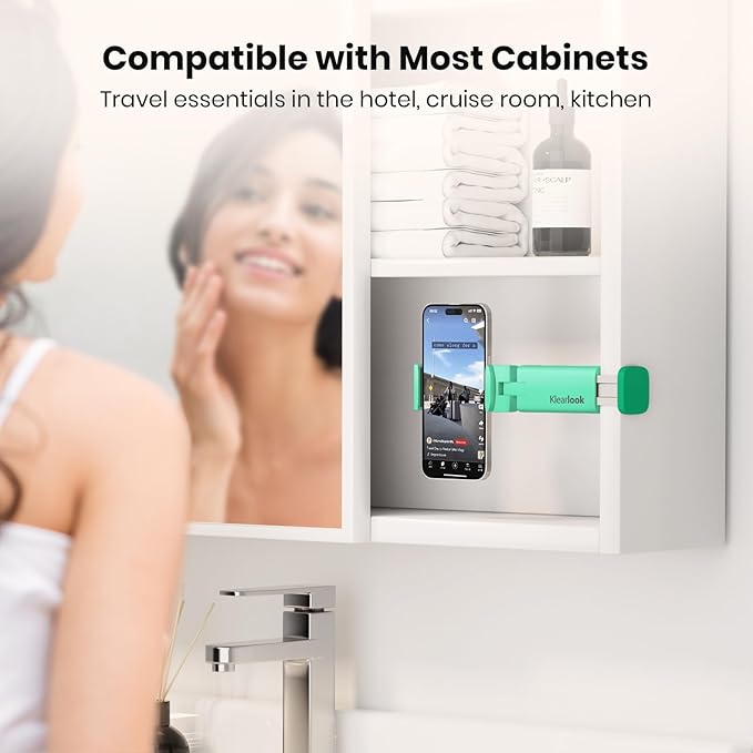 Klearlook 4 in 1 Adjustable Phone Stand - 360 Rotation Handsfree Viewing, Foldable Travel Essentials, Accessory for Flight/Home/Office - Green