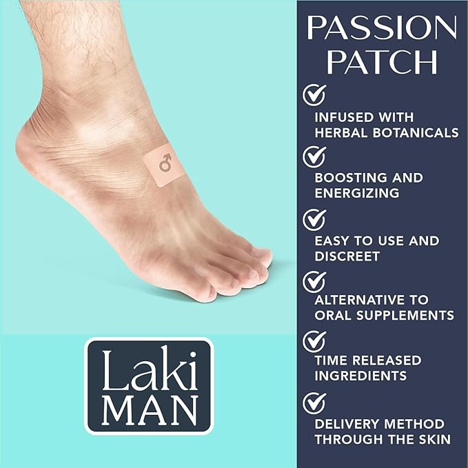 Laki Naturals Passion Patch for Men (1 Count, Pack of 15) – Supports Circulation, Vitality, Vigour and Energy with Natural Ingredients – Non-Habit Forming, Time-Released Men’s Health Wellness Patches