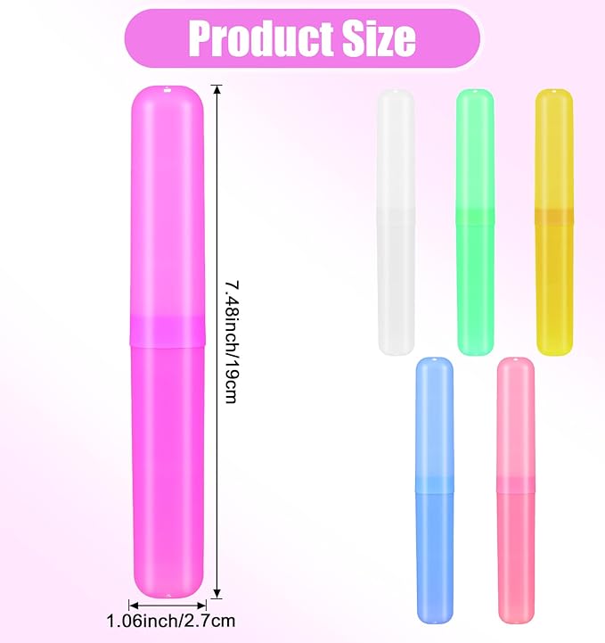 6 Pack Toothbrush Cases, Toothbrush Holders Travel Compact & Lightweight for Camping, Business Trips, School (Clear, Reusable)