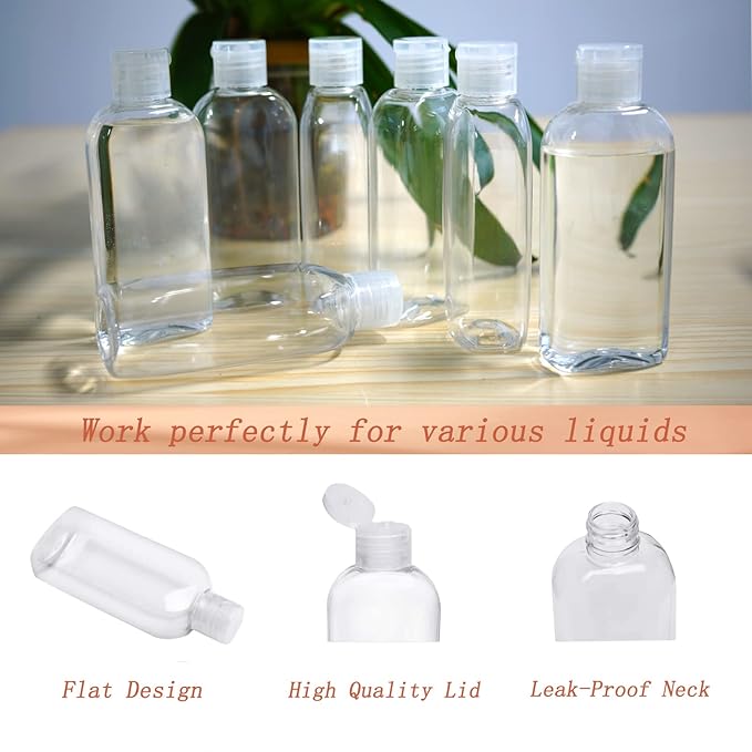 Clear Plastic Empty Squeeze Bottles 18 Pack 3.4oz/100ml with Flip Cap TSA Travel Bottle for Shampoo, Conditioner & Lotion (18 Counts)