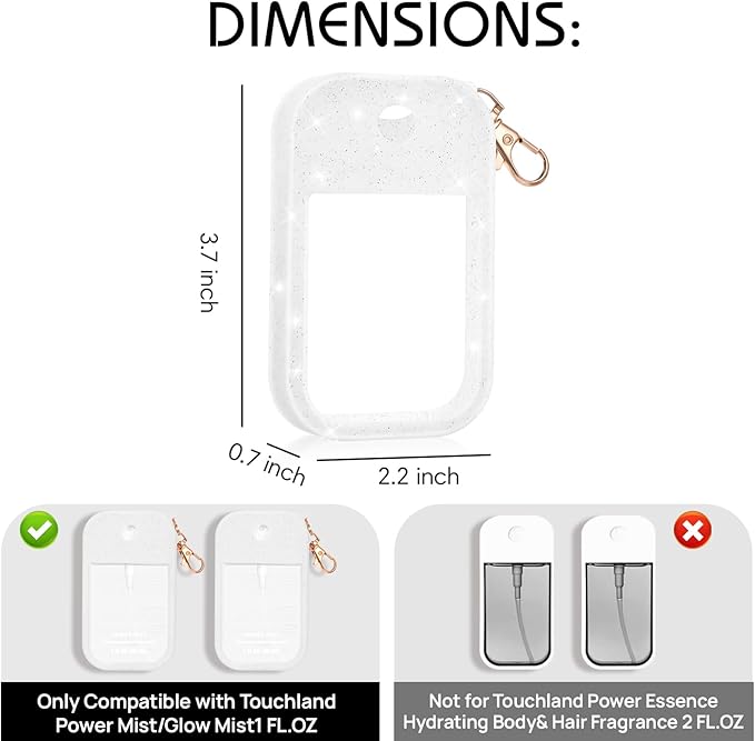 Silicone Case Compatible with Touchland Hand Sanitizer Spray, Protective Case for Spray 1FL. OZ (Sparkling White(1PCS))