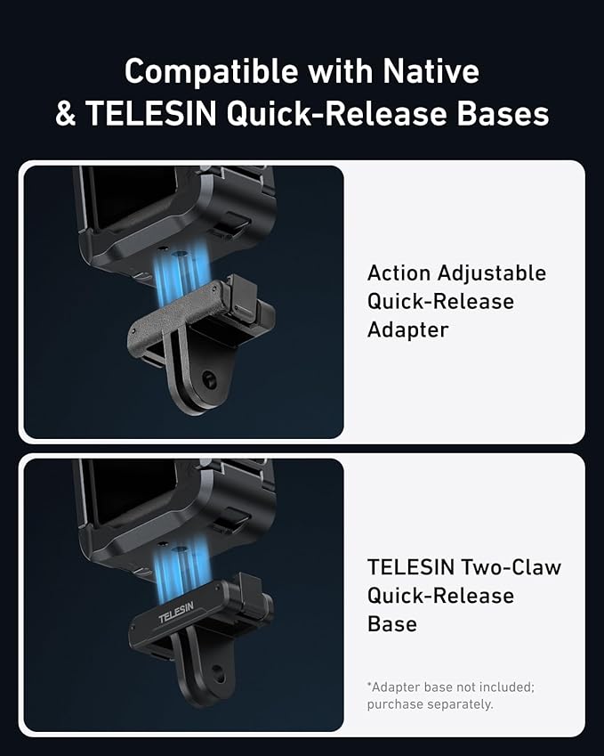 TELESIN Aluminum Alloy Protective Frame Case with Magnetic LED Light for DJI Osmo Action 6 Camera, Quick-Release Metal Rabbit Cage Protective Frame Housing Sleeve with 1/4" Screw and Cold Shoe