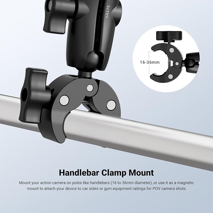 NEEWER Motorcycle Bicycle Handlebar Clamp Holder Magnetic Car Mount Accessories Kit Compatible with Insta360 X5 X4 X3 GoPro DJI AKASO Action Cameras, 360° Ball Heads for POV Video Recording, CA175