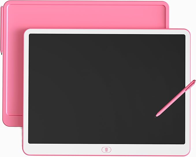 TEKFUN 20inch LCD Writing Tablet with Stylus, Erasable Doodle Board Mess Free Drawing Pad for Kids, Car Trip Educational Toys Birthday Christmas Gift for 3 4 5 6 7 Girls Boys（Pink）