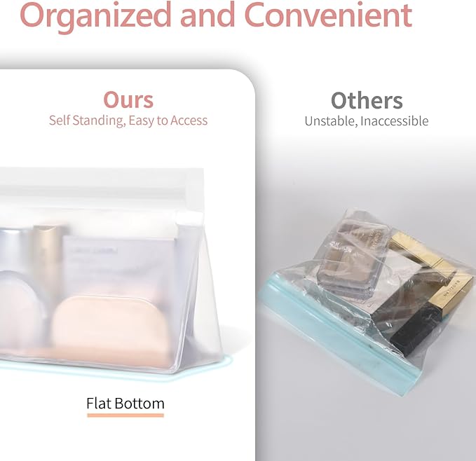 PACKISM Leak Proof Clear Toiletry Bag - Sealed TSA Approved Toiletry Bag with Reinforced Seams, Reusable and Easy to Clean, Clear Travel Bags for Toiletries, Food-grade PEVA, 1L+1M+1S, White