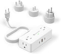 Kakyanill European Travel Plug Adapter, EU/UK/JP Plug Adapter, 4 AC Outlets, 3 USB Ports (2 USB C), 5ft Flat Extension Cord, Compact for Travel