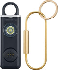 Rechargeable Personal Safety Alarm Keychain for Women,Self Defense Keychain Alarm with Strobe Light and 130dB Siren Help Women,Men,Elderly, Emergency Security Whistle Alert (Black)