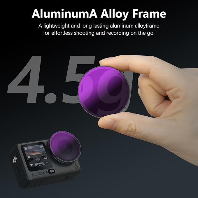 AMAZEAR ND Filters Kit for DJI OSMO Action 6 Accessories (5 Pack), Action6 ND8 ND32 ND128 ND512 ND1000 Optical Glass Pro Camera Lens Filters for Cinematic Motion Blur and Light Reduction