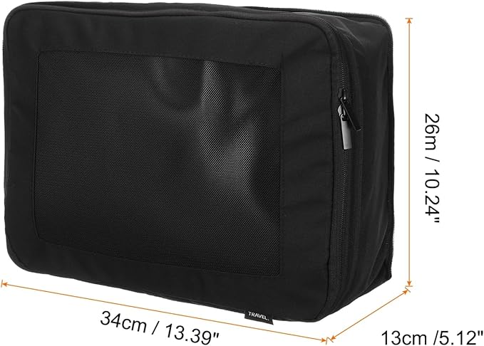 HARFINGTON Compression Packing Cube for Suitcases 34x26x13cm Lightweight Luggage Organizers Bag Travel Essentials Compression Bags for Carry on Suitcases, Black