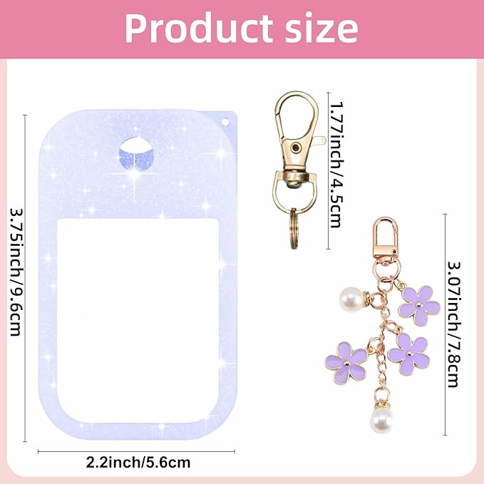 Silicone Case Compatible with Touchland Hand Sanitizer Spray Mist 1 oz with Flower keychain