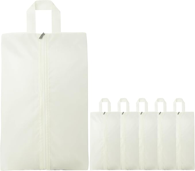 6pcs Portable Shoe Organizer, Travel Pouches with Zipper, Golf Shoe Bags, Clothes Bags, Soccer Cleats Bag Shoe Pouch for Gym, Waterproof, Odor-Resistant (White)