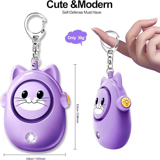 Personal Alarm Keychain for Women with LED Light, Safe Sound 130dB Loud Siren, Cute Emergency Self-Defense Safety Alarm , Security Siren for Children,