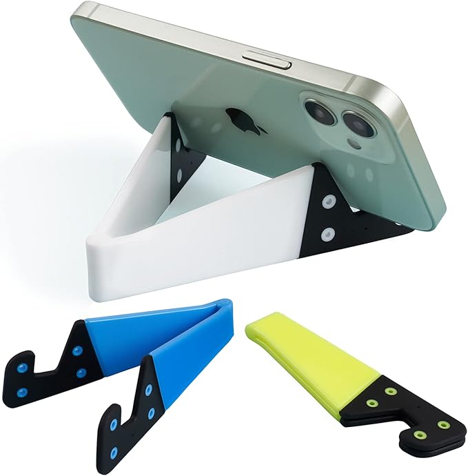 Kemoxan 10 Pack Foldable Small Phone Stand for Desk, Pocket Portable Kickstand, Colourful Cell Phone Travel Mount Compatible with Universal iPhone IPads Android