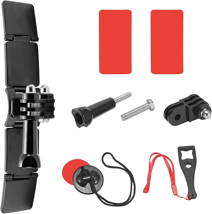 Motorcycle Helmet Chin Mount Kits with Adhesive Curved Pads Compatible with GoPro Hero 13, 12, 11, 10, 9, 8, 7, (2018), 6 5, Hero Black, Session, Xiaomi Yi, SJCAM, Campark (Version A)
