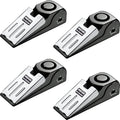 Door Stop Alarm with 120 dB Siren – Portable Travel Door Stopper Alarm Wedge for Hotel, Apartment & Dorm Security – Battery-Operated, Black, 4-Pack